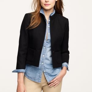 J. Crew 100% Wool black cropped open blazer